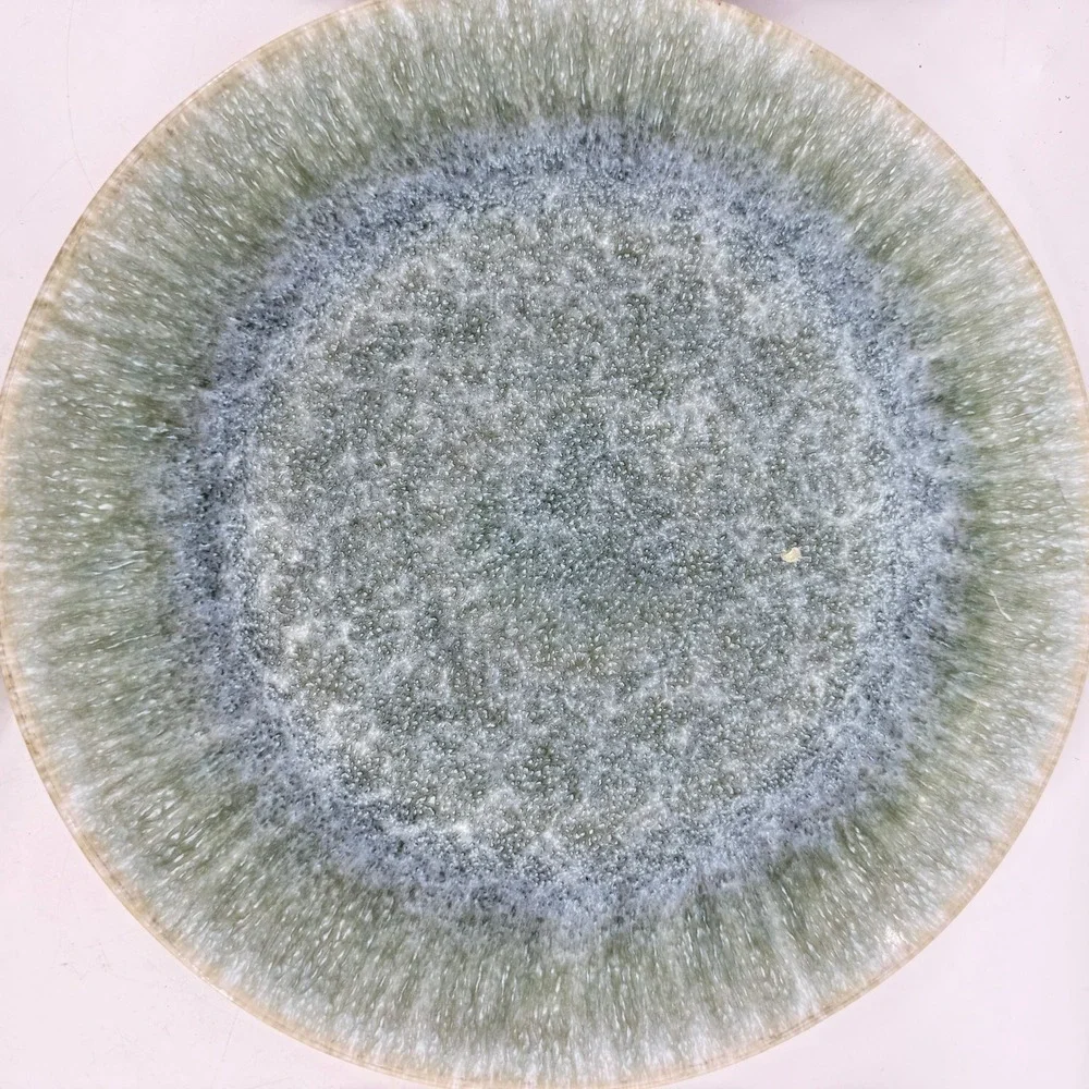 West Elm Salad Plates Set of 6 Seafoam Green Blue Reactive Glaze Stoneware 8.5